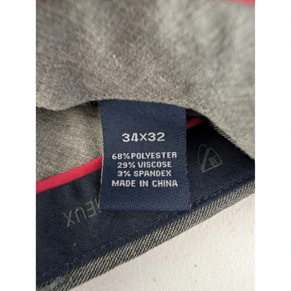 Cremieux Mens Grey Flat Front Dress Pants Trousers 34x32 Tailored Fit